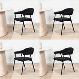 Dining Room Chair Set of 4 Bouclé Beige Lisa - Black Frame 