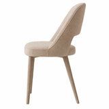 Eetkamerstoelen - Eetkamerstoel zandkleur bouclé Nara - Japandi - volledig gestoffeerd - Dimehouse