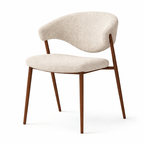 Dining chair bouclé sand Kaito - walnut look frame - Japandi