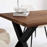 Dining table Solid Oak with Walnut finish - 160x80 - Black X-leg - Kumo