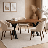 Dining table Solid Oak with Walnut finish - 160x80 - Black X-leg - Kumo