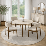 Eettafels - Eettafel travertin en walnoot melamine uitschuifbaar 100 - 130 cm - Vienna - Dimehouse