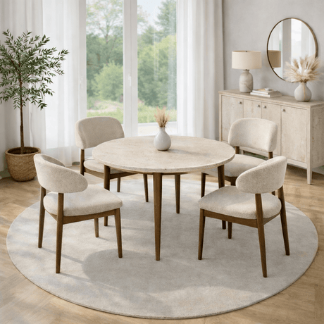 Travertine and walnut melamine dining table extendable 100-130 cm - Vienna