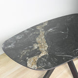 Eettafels - Eettafel Dolore 180x90 cm Deens Ovaal Marmerlook Zwart - Dimehouse