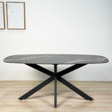 Eettafels - Eettafel Dolore 180x90 cm Deens Ovaal Marmerlook Zwart - Dimehouse