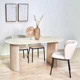 Eettafels - Ovale Eettafel Jimi 180x90 cm travertin beige - Dimehouse