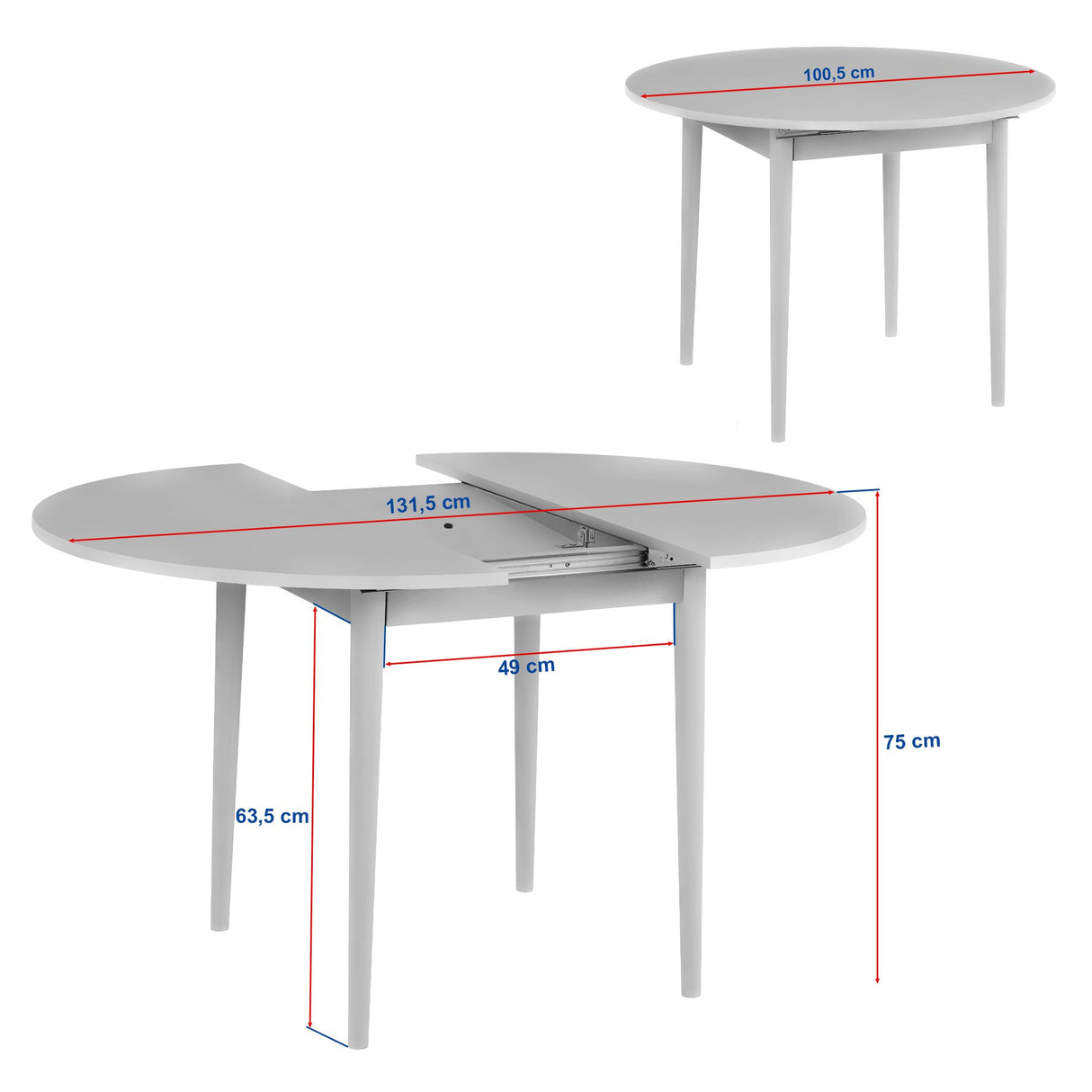 Eettafels - Eettafel travertin melamine uitschuifbaar 100 - 130 cm - Vienna - Dimehouse