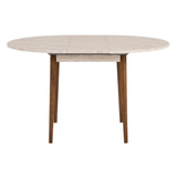 Eettafels - Eettafel travertin en walnoot melamine uitschuifbaar 100 - 130 cm - Vienna - Dimehouse