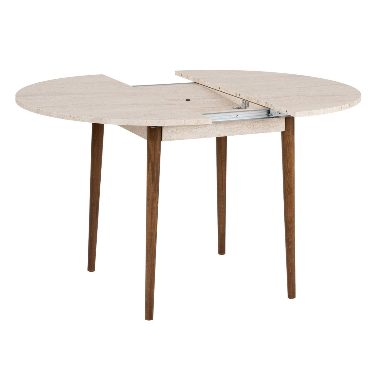 Eettafels - Eettafel travertin en walnoot melamine uitschuifbaar 100 - 130 cm - Vienna - Dimehouse