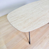 Dining Table Vesta Danish Oval Ceramic Travertine Look 180 cm 