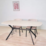 Dining Table Vesta Danish Oval Ceramic Travertine Look 180 cm 