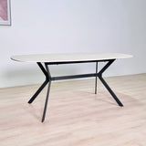 Dining Table Vesta Danish Oval Ceramic Travertine Look 180 cm 