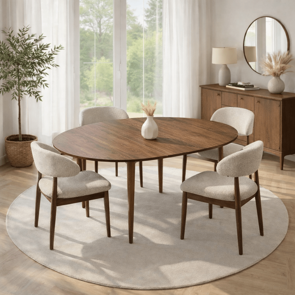 Eettafels - Eettafel Walnoot Melamine uitschuifbaar 100 - 130 cm - Vienna - Dimehouse