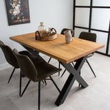 Eettafel Rover eikenhout X-poot zwart