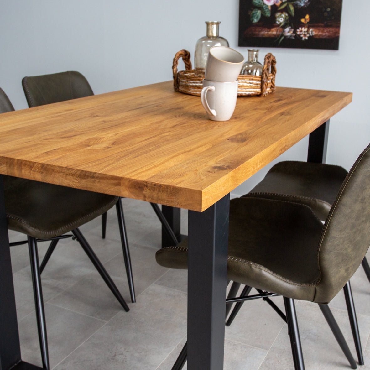 Eettafel Rover eikenhout U-poot zwart