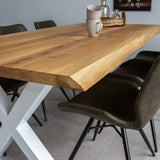 Eettafel Revi eikenhout X-poot wit