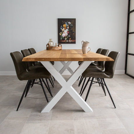 Eettafel Revi eikenhout X-poot wit