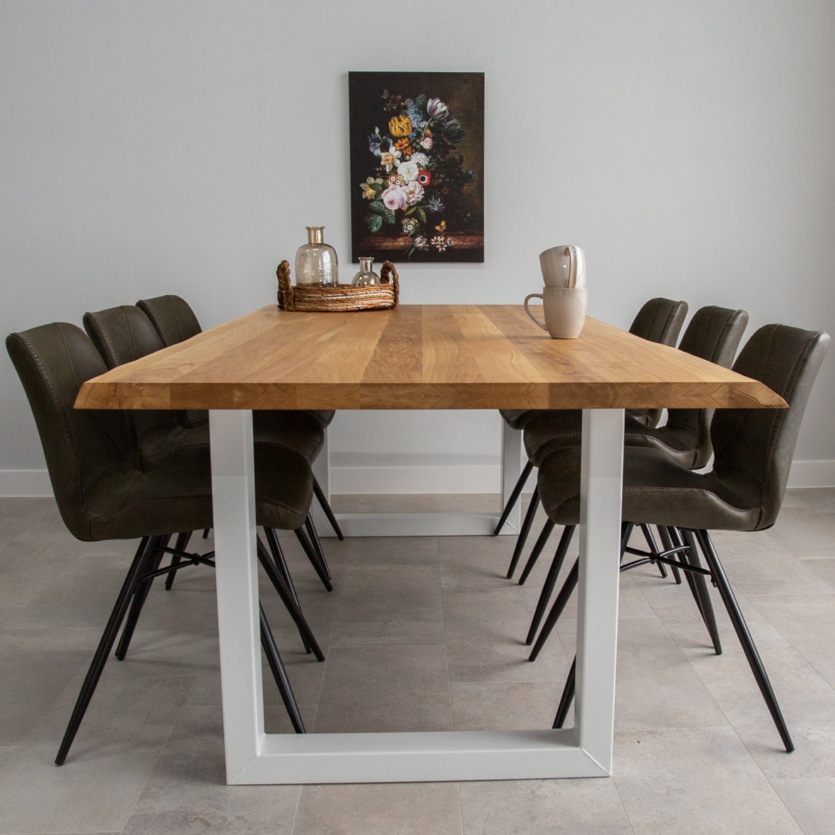 Eettafel Revi eikenhout U-poot wit