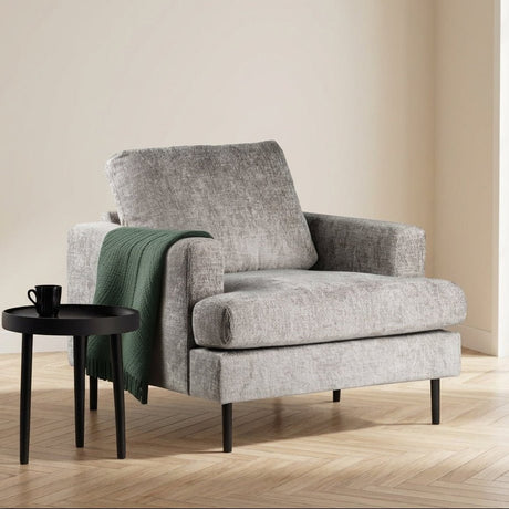 Armchair Faya beige fabric mood photo in modern interior