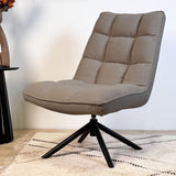Yuki Taupe Bouclé Swivel Armchair 360° Rotatable