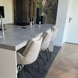 Set of 2 Elite Sand Chenille Fabric Bar Stools Rich Swivel 