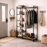 Wardrobe Furniture Coat Rack Rox Natural - With Shelves 