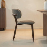 Eetkamerstoelen-Japandi Eetkamerstoel Yura Taupe - Walnootlook Frame-Dimehouse
