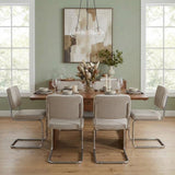 Eetkamerstoelen-Moderne Eetkamerstoel Zandkleur Bouclé Stof Sway - Chrome Frame - Zonder Armleuningen-Dimehouse