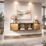 Hanging Sideboard Maceo - Mango wood Sand with Brass Accent 169 cm 