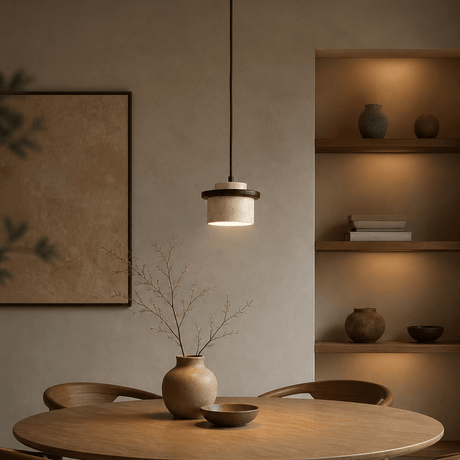 Hanging lamp 1 light - Walnut & Travertine - Hakaro