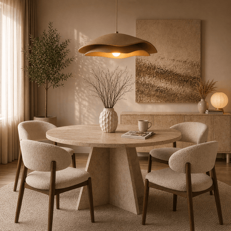 Hanging lamp beige carbon concrete shade - 40 and 50 cm - Flowing