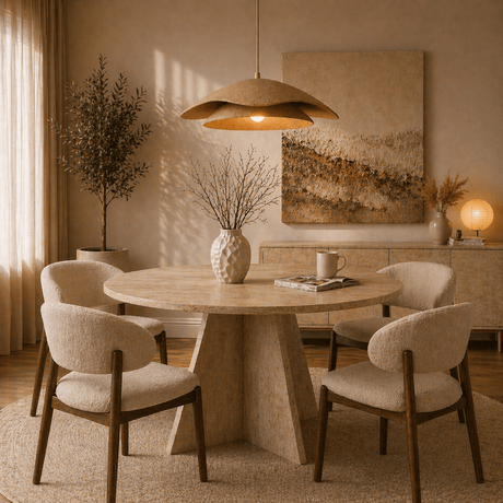 Hanging lamp beige carbon concrete shade - 40 and 58 cm - Flowing