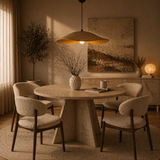 Hanglampen - Hanglamp beige carbon betonnen kap - 58 cm - Flowing - Dimehouse