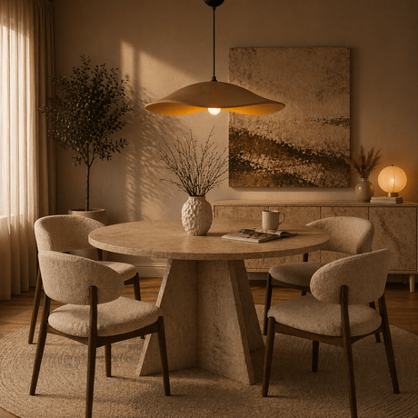 Hanging lamp beige carbon concrete shade - 58 cm - Flowing