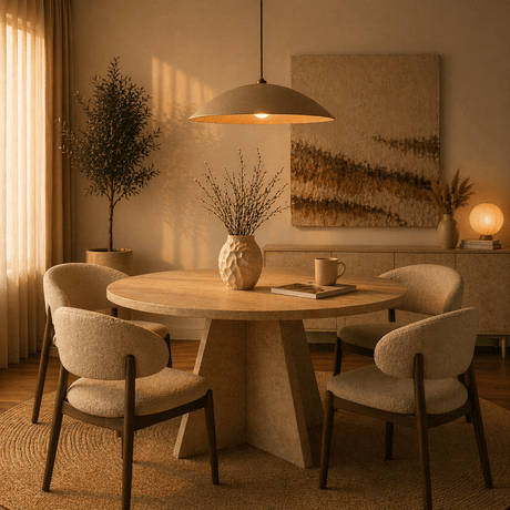 Hanging lamp beige carbon concrete shade - sleek - 59 cm - Flowing