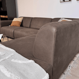 Corner sofa anthracite robust eco-leather Barin - right 