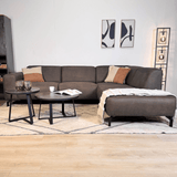 Corner sofa anthracite robust eco-leather Barin - right 