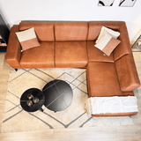 Corner sofa in cognac robust eco-leather Barin - right 