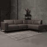 Corner sofa anthracite robust eco-leather Barin - right 