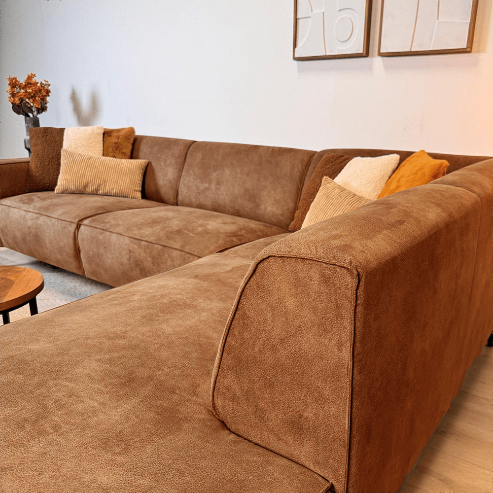 Industrial corner sofa cognac eco-leather Brisbane - right 