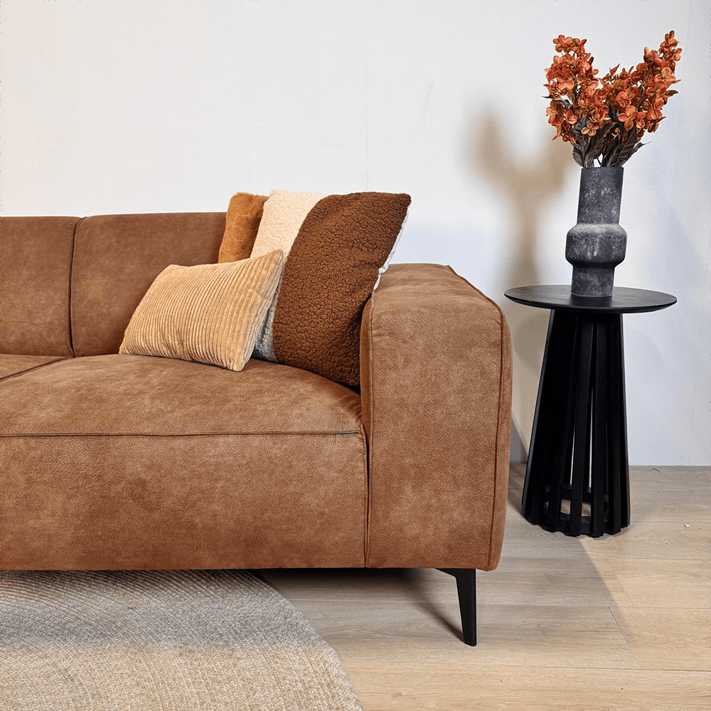 Industrial corner sofa cognac eco-leather Brisbane - left 