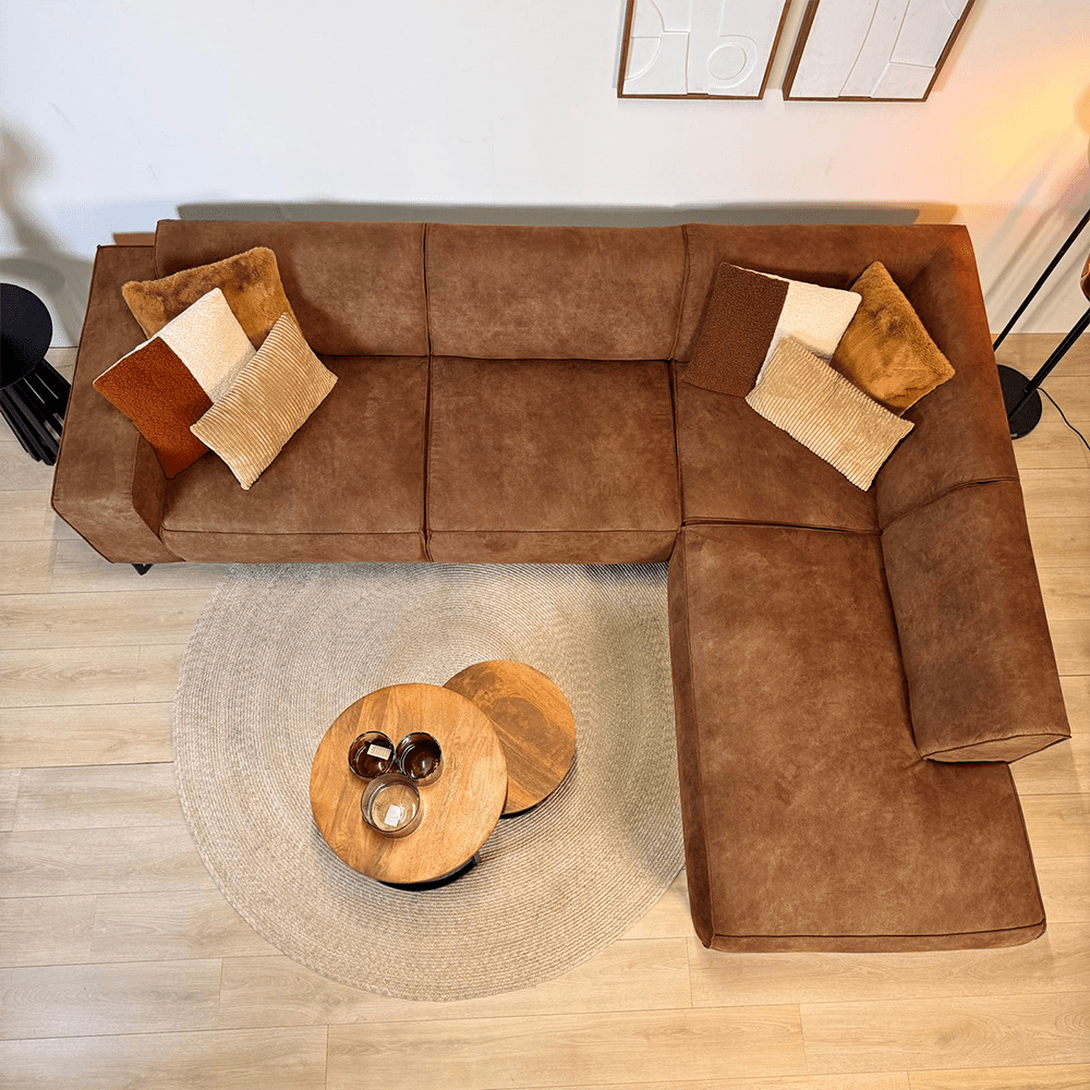 Industrial corner sofa cognac eco-leather Brisbane - right 