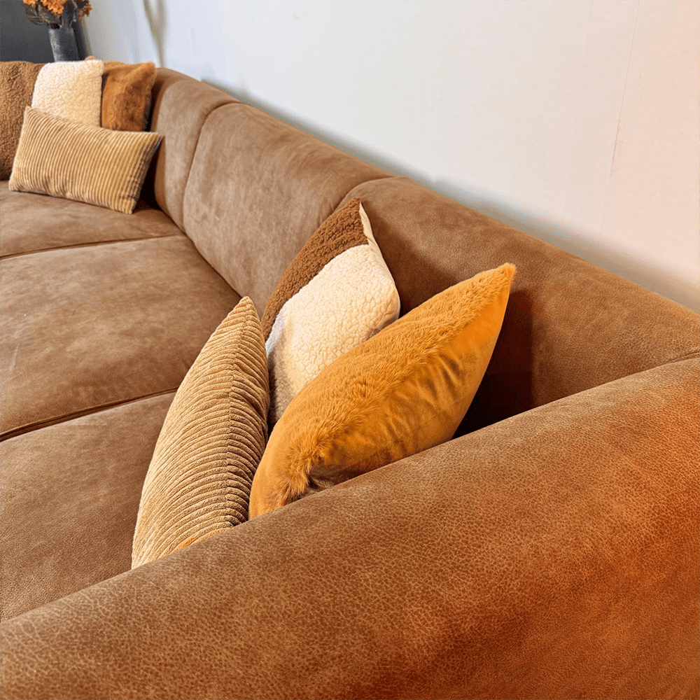 Industrial corner sofa cognac eco-leather Brisbane - right 