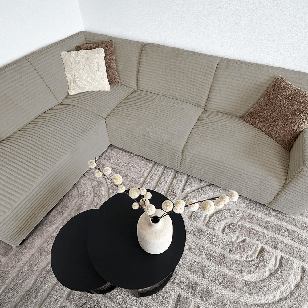 Beige corner sofa with super soft ribbed fabric Gavi - left 