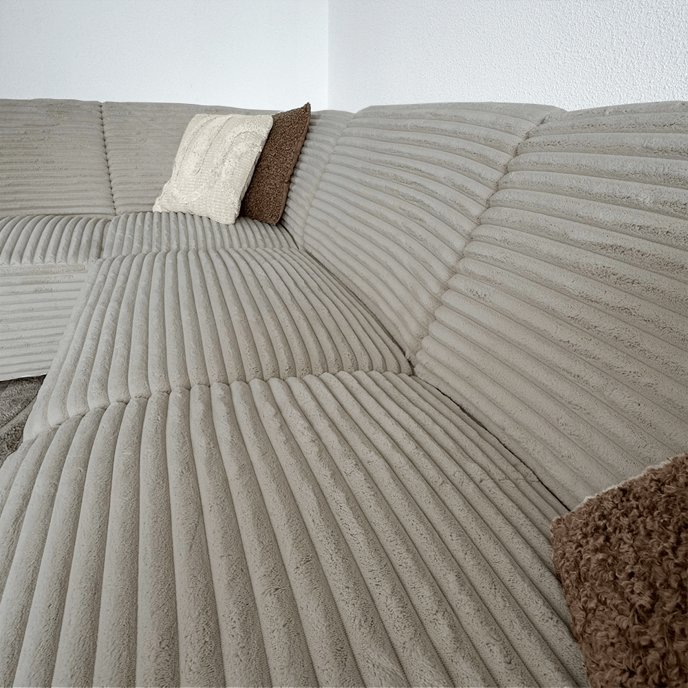 Beige corner sofa with super soft ribbed fabric Gavi - left 