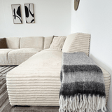 Corner sofa in cream super soft ribbed fabric Gavi - right 