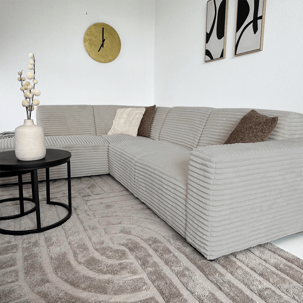Beige corner sofa with super soft ribbed fabric Gavi - left 