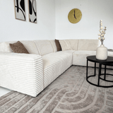 Corner sofa in cream super soft ribbed fabric Gavi - right 