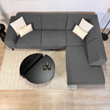 Gray boucle fabric corner sofa Maël - right 