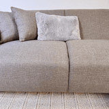 Corner sofa with compact lounge beige recycled fabric Moby - right 